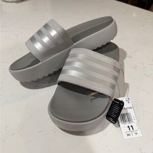 adidas Silver Slide Sandals